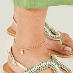 Accessorize London Gold Heart Chain Anklets for Women - Set of 3 image 2