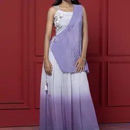 GloballyRonakRBafna Ombre Shoulder Strap Top & Palazzo With Jacket Co-Ords-picture-30