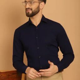 Indian Needle Navy Regular Fit Striped Shirt-picture-45