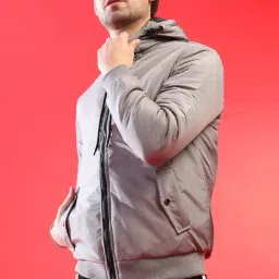 Campus Sutra Grey Hooded Jacket-image-25