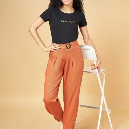 Honey by Pantaloons Rust Pleated Pants image 4