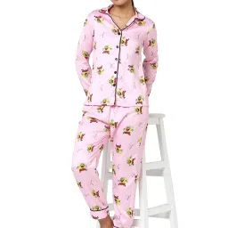 Smarty Pants Pink Satin Print Shirt With Pyjamas image 4