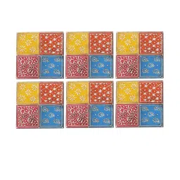 Aapno Rajasthan Multicolor Wooden Coaster with Holder Set image 4
