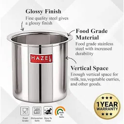 HAZEL Steel Milk Pot, Stainless Steel Milk Boiling Vessel Gunj for Kitchen, 1050 ml image 4