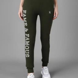 Kotty Green & White Printed Mid Rise Trackpants-picture-3