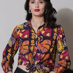 Label Ritu Kumar Multicolor Printed Crop Shirt-picture-10