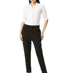 Smarty Pants Black Cotton Lycra Regular Fit High Rise Trousers image 4