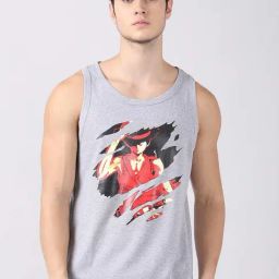 Bushirt Anime Dark Grey Printed Cotton Vest-picture-21