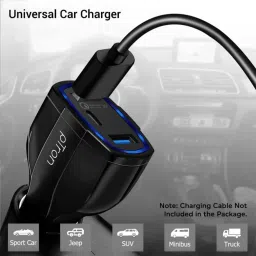 PTron 36W Quick Charge 3.0 Triple Port USB Smart Car Charger (Bullet Pro, Black) image 4