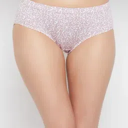 Clovia White & Dusty Pink Cotton Printed Hipster Panty-picture-31