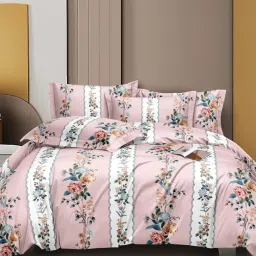 Ariana Catania UltraSoft Floral Pink 120 TC Microfibre Bedsheet with 2 Pillow Covers image 2
