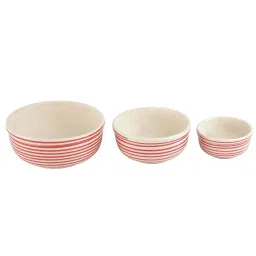 VarEesha Parikrama Red & White Ceramic Serving Bowl - Set of 3 image 4