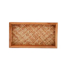 VarEesha Bambusa Brown Acacia Wood Rectangular Tray image 4