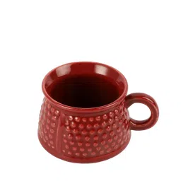 VarEesha Color Tones Red Ceramic Tea Cup (0.15 L) - Set of 4 image 4
