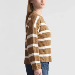 Only Brown & White Striped Pullover image 4