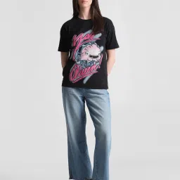 Only Black Cotton Graphic Print T-Shirt image 4