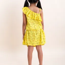 Kiddopanti Kids Yellow Printed Dress image 2