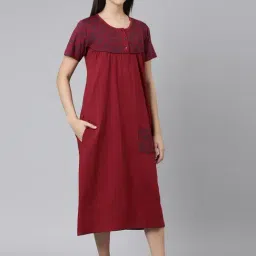 Kryptic Maroon Floral Print Night Dress image 2