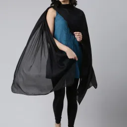 TWIN BIRDS Black & Golden Plain Dupatta - Pack Of 2 image 4