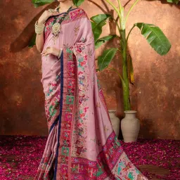 Saree Mall Mauve Silk Self Saree with Blouse Piece image 2