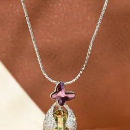Touch925 925 Pure Silver Butterfly Prism Necklace-image-55