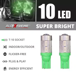 AllExtreme EXT10SM Universal T10 LED Parking Light 10 SMD Super Bright Interior Pilot License Plate Dome Indicator Lamp Bulb for Car Bike and Motorcycle (3W, Green, 2 PCS) image 3