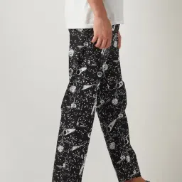 Bewakoof Men's Black All Over Printed Pyjamas image 3