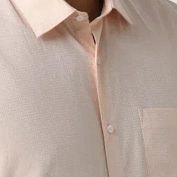 Van Heusen Peach Cotton Regular Fit Self Pattern Shirt image 4