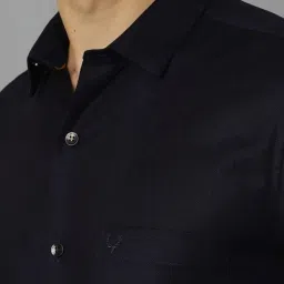 Allen Solly Navy Cotton Slim Fit Shirt image 4