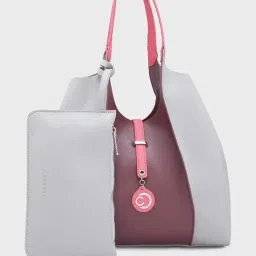 Caprese Tiera Grey & Purple Solid Large Hobo Handbag-image-34