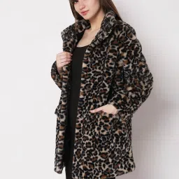 Vero Moda Brown & Black Printed Coat image 4