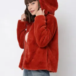 Vero Moda Red Regular Fit Hooded Jacket image 4