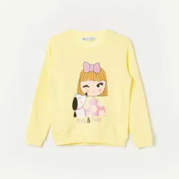 Fame Forever by Lifestyle Girls Yellow Cotton Printed Full Sleeves Sweatshirt-image-43