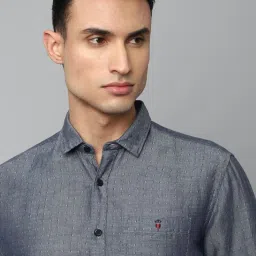 Louis Philippe Jeans Grey Slim Fit Self Pattern Shirt image 4