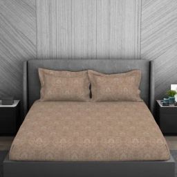 Spaces light brown 100% cotton elegance faux jacquard large bedsheets-picture-4