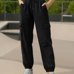 Bewakoof Black Solid Oversized Cargo Joggers-picture-24