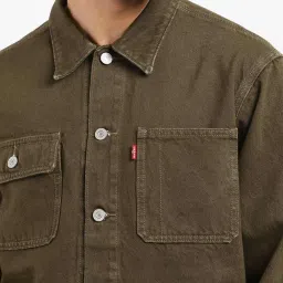 Levi's Olive Cotton Regular Fit Denim Jacket image 4