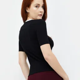 Code by Lifestyle Black Cotton Regular Fit Top image 2