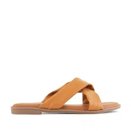 Scentra Women's Beige Cross Strap Sandals image 2