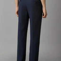 Louis Philippe Navy Slim Fit Self Pattern Trousers image 2