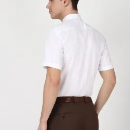 Peter England White Cotton Regular Fit Printed Shirt image 2