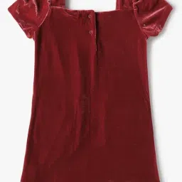 GAP Girls Dark Red Regular Fit Short Sleeves Solid Dress image 2