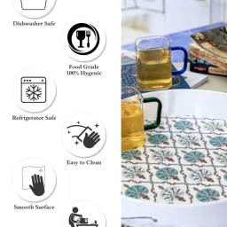 Goodhomes White & Green Melamine Round Serving Tray image 4