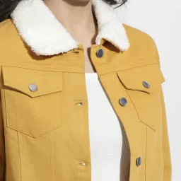 Campus Sutra Yellow Cotton Jacket image 4