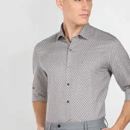 Arrow Grey Cotton Slim Fit Self Pattern Shirt image 4