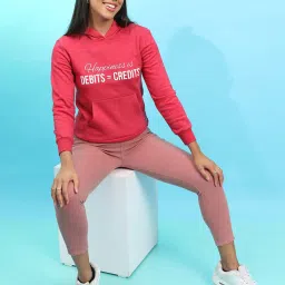 Campus Sutra Pink Cotton Printed Sweatshirt image 4