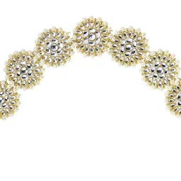 Oomph Gold Toned Kundan & Pearls Ethnic Matha Patti image 4