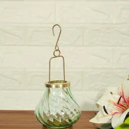 Living Scapes by Pantaloons Aqua & Gold Iron & Glass Votive-picture-22