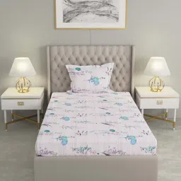 Raymond Home Delight Purple 104 TC Cotton Single Bedsheet with 1 Pillow Cover image 2