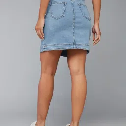 DOLCE CRUDO Light Blue Denim Above Knee Skirt image 2